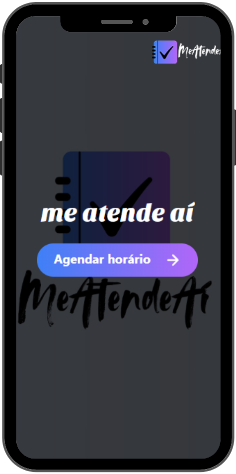 Tela de apresentação do estabelecimento. Nela temos um fundo escolhido pelo usuário admin, o nome do negócio e um botão de agendar horário.